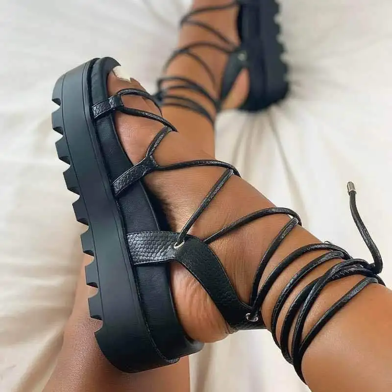 

Women's shoes Summer 2021 Fashion Gladiator Wedges platform Ladies Roman sandals plus Size 43 strappy women sandals