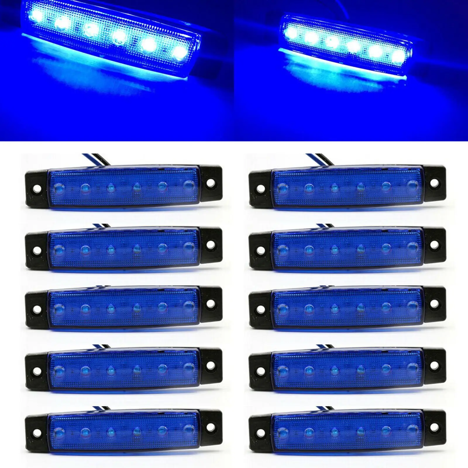 

10pcs 12V 6LED Side Marker Indicator Light Waterproof Rear Lights for Trailer Truck Lorry for most buses trucks trailers lorries