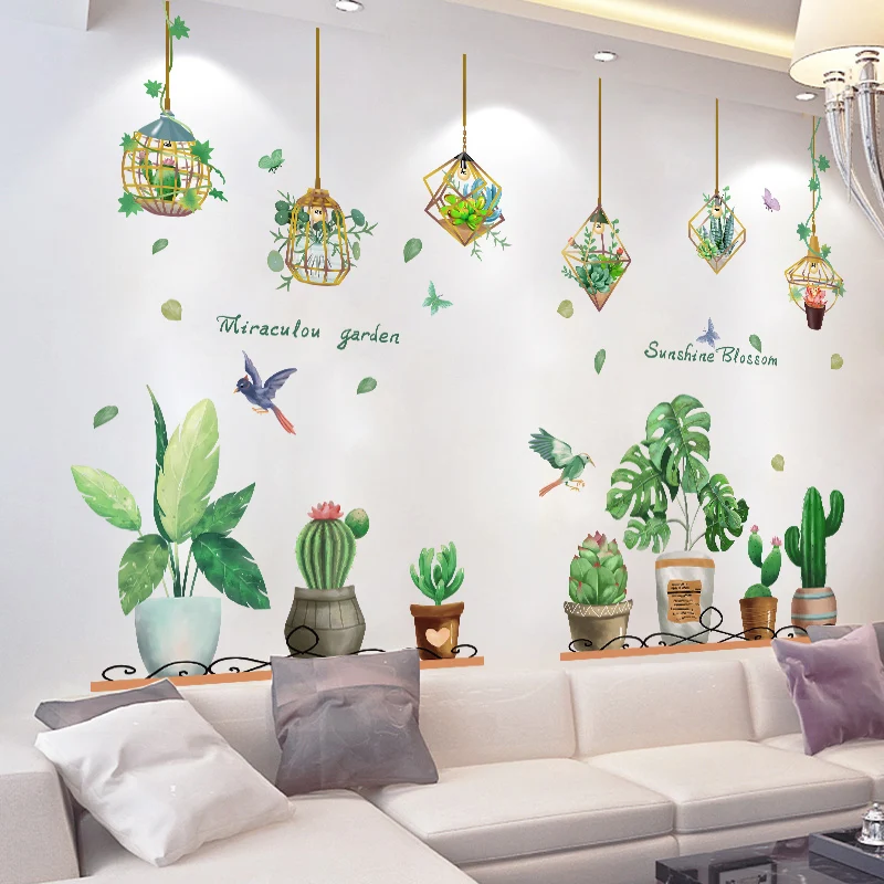

[SHIJUEHEZI] Potted Plant Wall Stickers DIY Pot Culture Wall Decals for Living Room Bedroom Kitchen Nursery Home Decoration