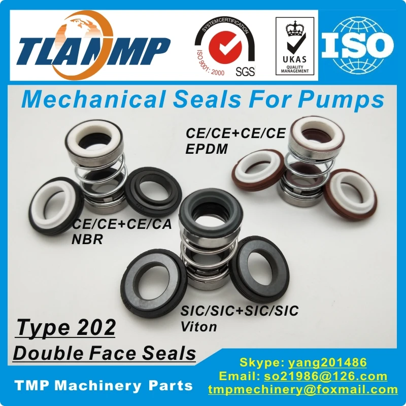

202-12 Double Face Mechanical Seals (Material: CE/CE/EPDM ,CA/CE/NBR, SiC/SiC/VIT) Shaft size 12mm, Outersize of Seat 26mm