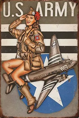 

P-38 Lightning Pinup Military Sign, Military Fan Gift Home Bar Pub Decorative Metal Tin Sign Wall Poster NY-60