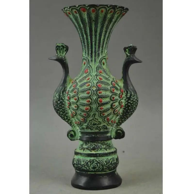 Коллекционные вещи бронзовая резная благоприятная Павлин редкая благородная