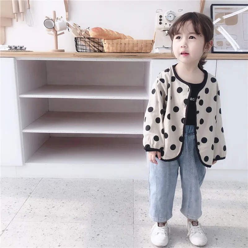 Chifuna/Новая модная куртка для девочек в горошек милое пальто Детская верхняя