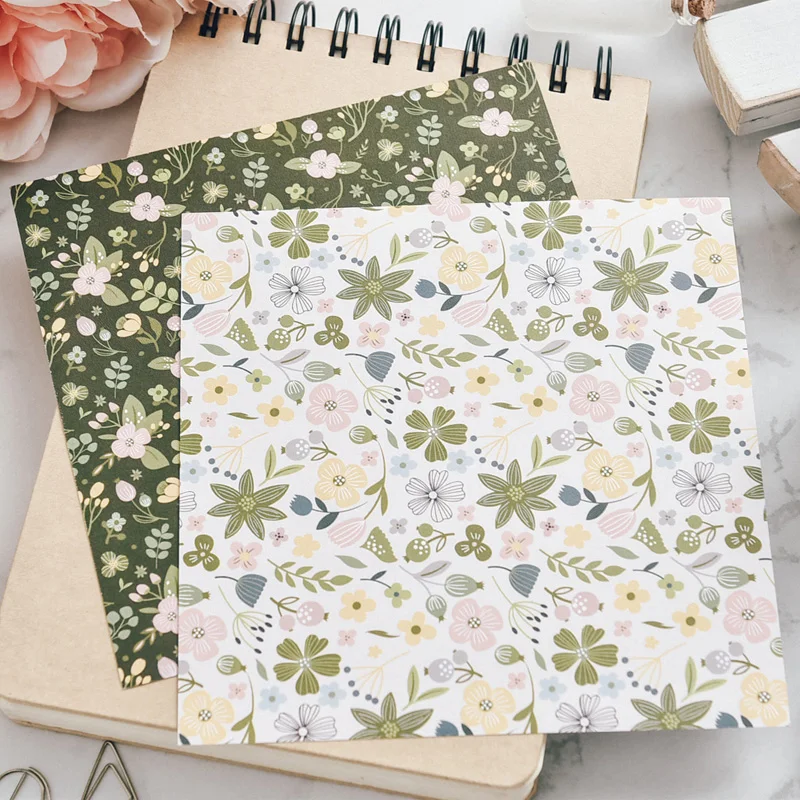 

Small fresh Sweet Like Candy Single-Sided Pattern Flower Series Kraft Background DIY Scrapbook Paper Craft Decoration15x15cm