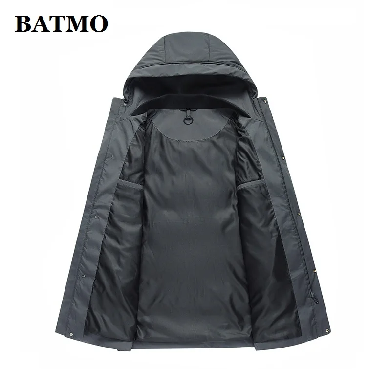 Мужская куртка с капюшоном BATMO зимняя на 90% белом утином пуху теплая большие