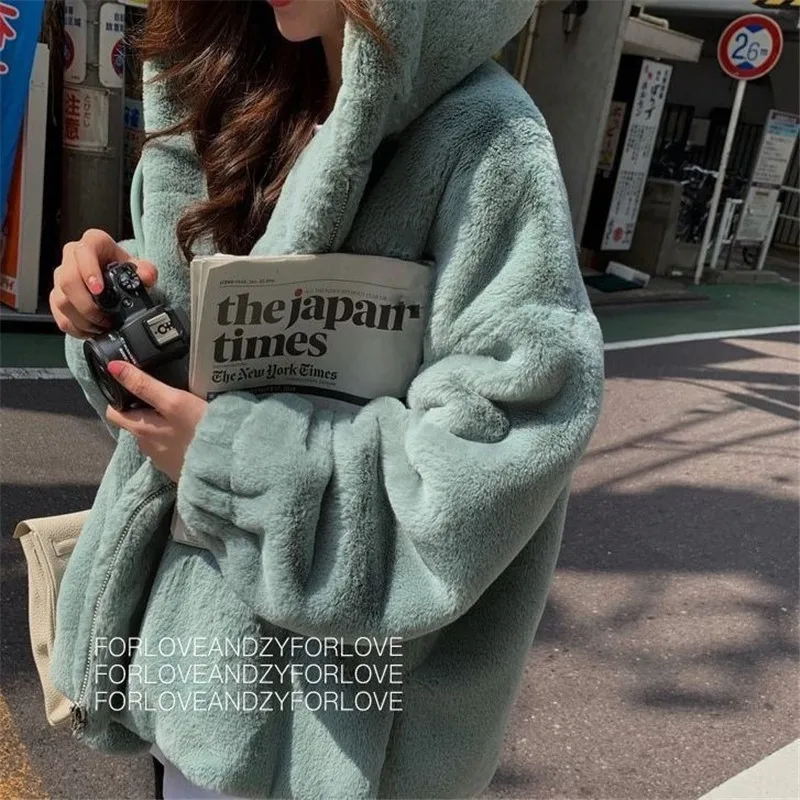 

2020 модное пальто с искусственным мехом, зимняя женская Повседневная тонкая куртка с капюшоном, длинный рукав, искусственный Лисий мех, зимн...