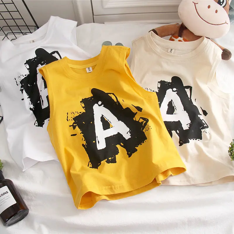 

VIDMID Boys cotton vests summer new children's T-shirt sleeveless baby kids boys bottoming children's tops cool t-shirts P6184