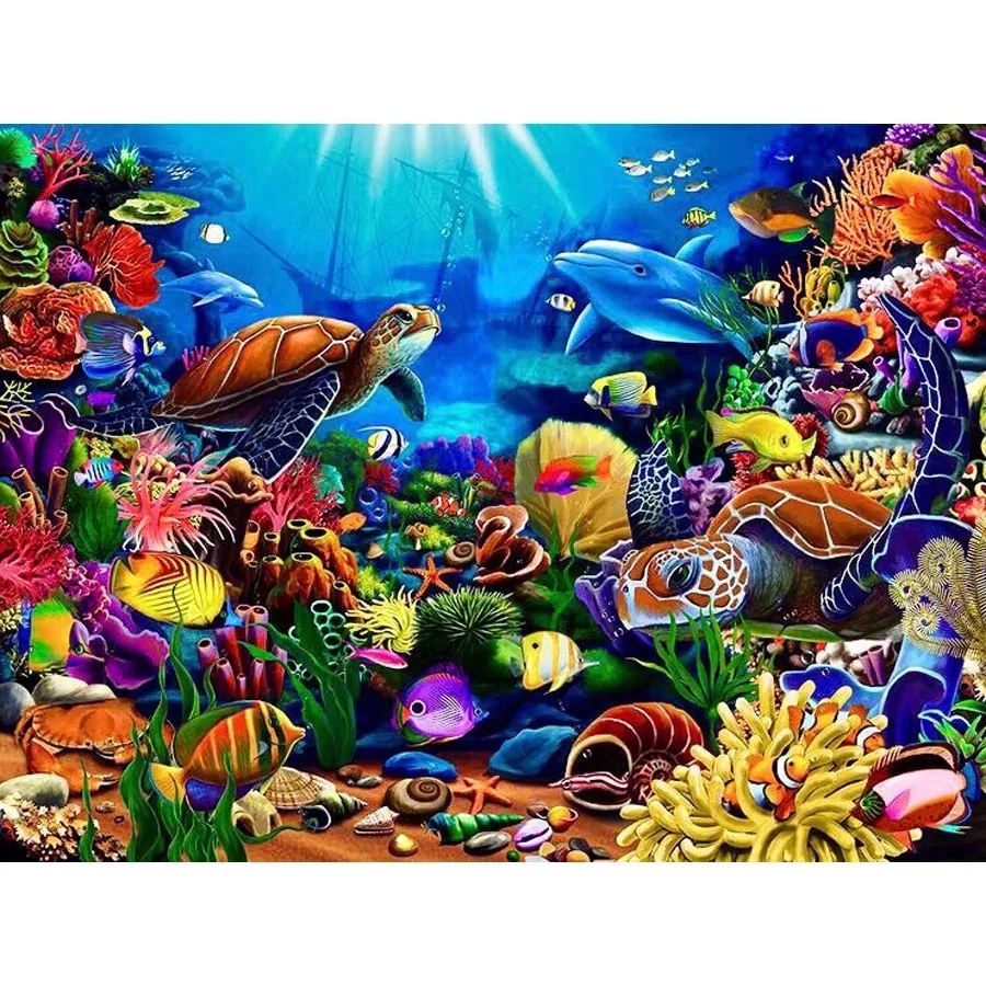 

Full round drill 5D DIY Diamond embroidery undersea Turtle dolphin fish Diamond Painting Cross Stitch Rhinestone Mosaic BY1371