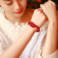 feng shui gift natural red agate crystal pi xiu bracelet for man and women handmade good lucky amulet jewellery