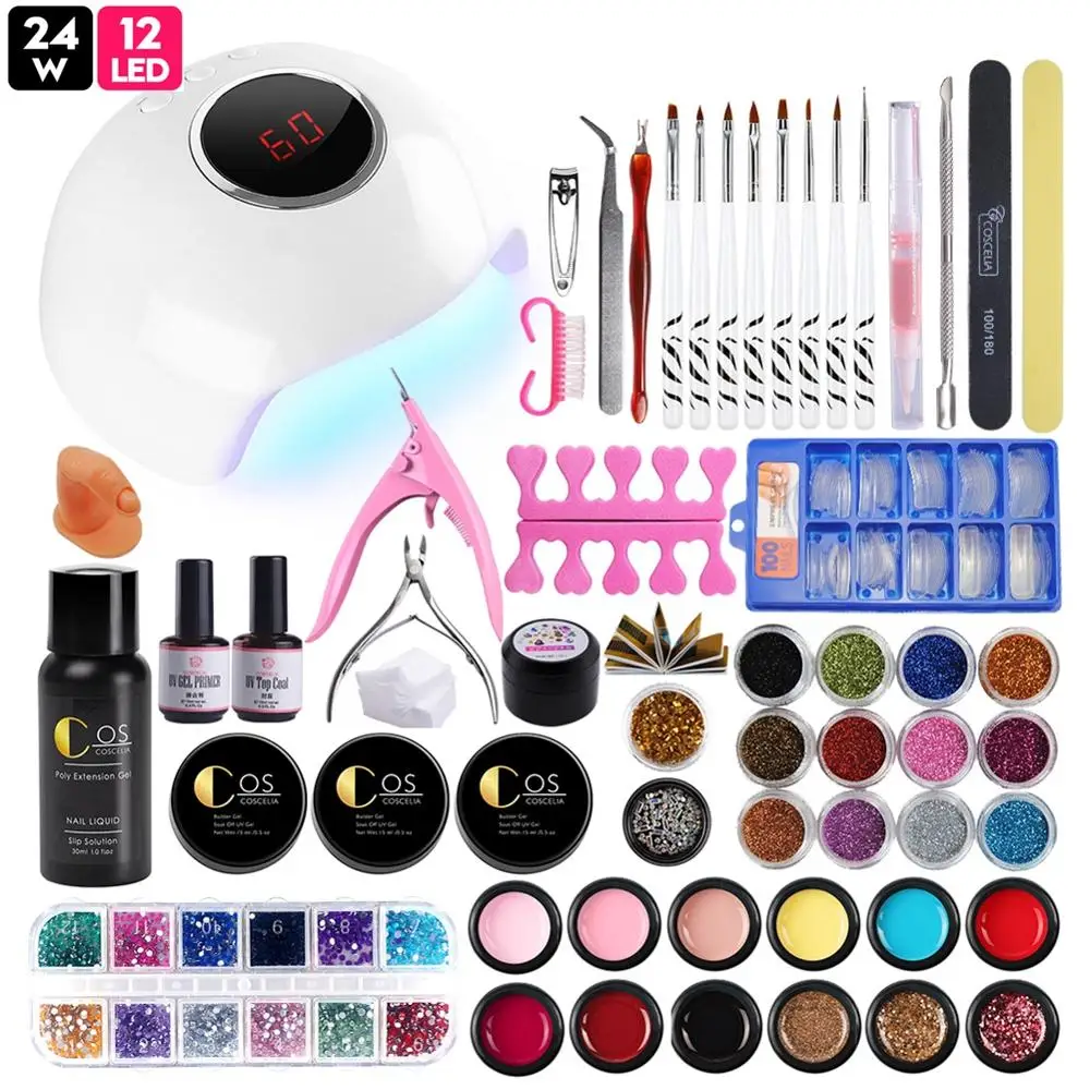 24W SET B 01 COSCELIA акриловый набор для ногтей с лампой 54 Вт УФ-гель набор маникюрных инструментов для маникюра Набор для гель-лака инструменты для маникюра нейл-арта - Цвет: 24W SET B 01