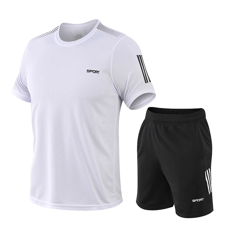 

Outdoor Activity Men's Suit Solid Color Playing Balls Set M-5XL 100% Polyester Breathable Quick Drying Tees Short Pants L3109