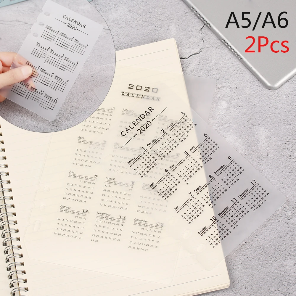 2Pcs For Planner Organizer Notebooks PP 2020 Calendar A5/A6 Loose-leaf 6 Holes Binder Index Divider Separator Stationery New | Канцтовары