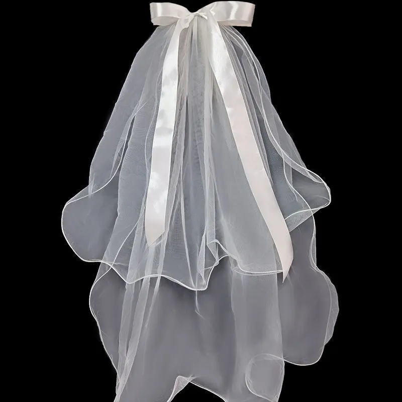 Real Image Bridal Veils With Bow 0.8m Vestido De Noiva Longo Wedding Veil Ivory White Veil With Free Comb