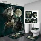 Набор занавесок для душа с изображением животных волка, с ковриком для ванной, нескользящий ковер для ванной, домашний декор, коврики для прихожей, гостиной