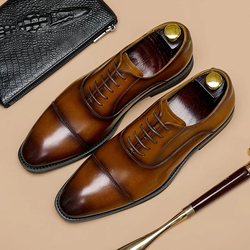 

2021 Summer New Men's Casual Leather Shoes Men's Leather Business First Layer Cowhide Breathable Black Men's Leather Shoes KV050
