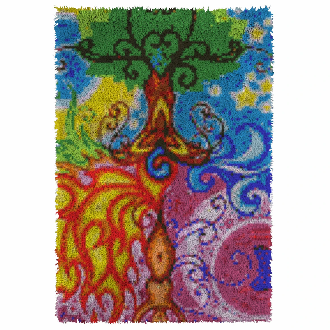 

Latch Hook Rug Kits Unfinished Crocheting Tapestry 3D Yarn Needlework Cushion Sets for Embroidery Carpet Tree