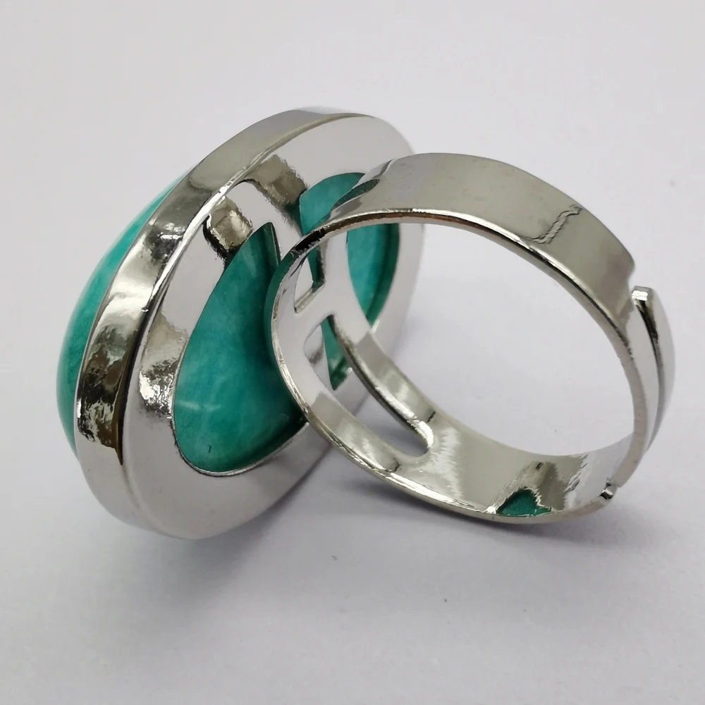 Женское кольцо из амазонита с овальными бусинами Размер 8x105 | Украшения и