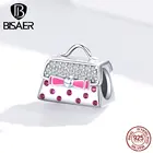 Женский браслет из серебра 925 пробы, с розовой эмалью