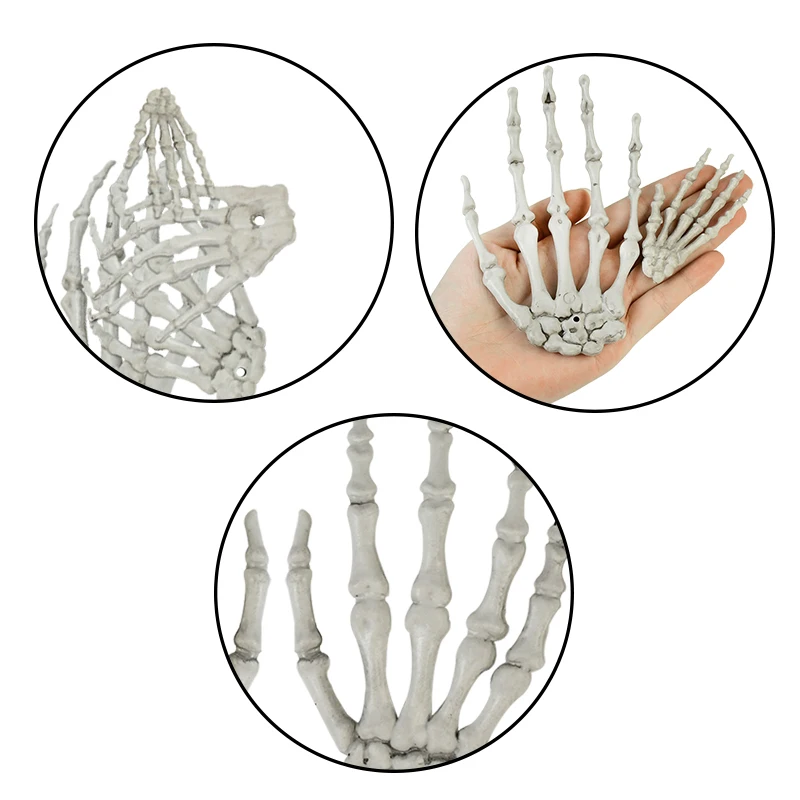 

1 Pairs Halloween Skeleton Hands Realistic Life Fake Human Hand Bone Ghost Haunted House Secret Room Bar Decorations Scary Props
