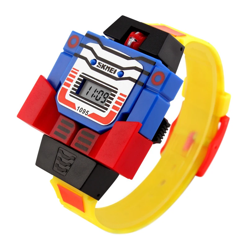 

SKMEI 1095 LED Digital Children Watch Cartoon Sports Watches Relogio Robot Transformation Toys Boys Wristwatch