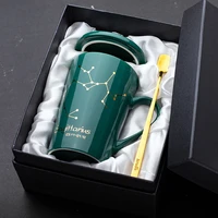 gift package constellation ceramic mug lovers coffee mug creative coffee cups with lid with spoon ceramic coffee cup set