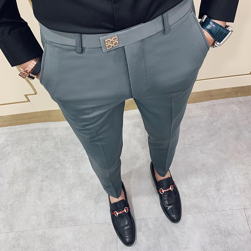 Брюки Pantalones мужские черно-серые Новинка лета 2020 облегающие повседневные брюки