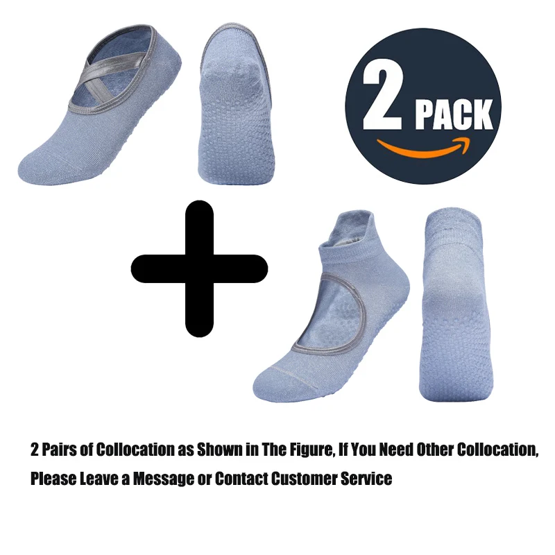 Two Pairs Новые спортивные носки для йоги, тапочки, женские нескользящие Хлопковые женские носки для пилатеса, носки для балета, защита каблука, профессиональные носки для йоги, танцев - Color: Two Pairs