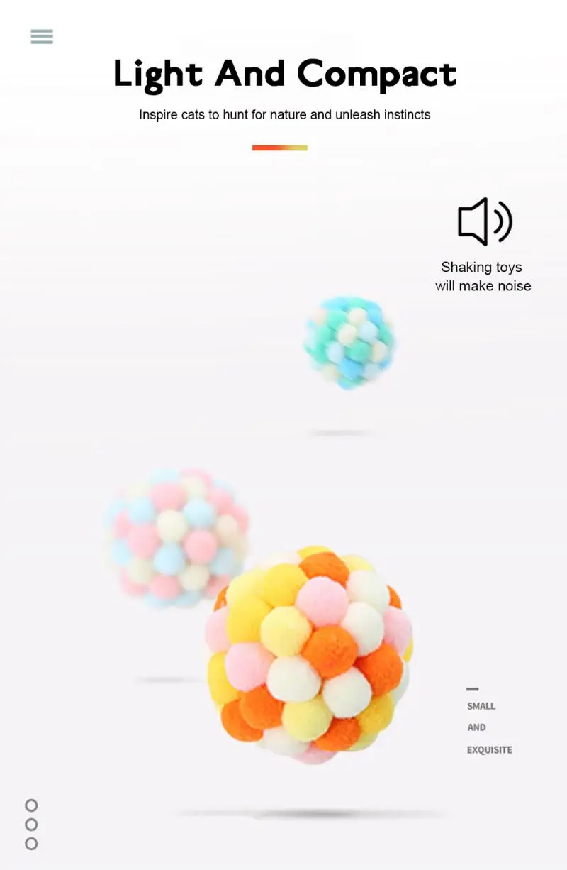 

Cat Self-excited Ball Funny Cat Ball Plush Bell Ball Color Multicolor Stitching Christmas Color Pet Supplies