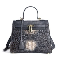 top layer cowhide european and american fashion ladies handbags one shoulder messenger elegant crocodile pattern handbags purse