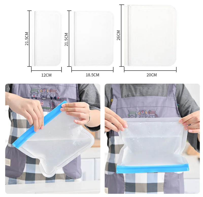 Многоразовый мешок для хранения еды Силиконовый Ziplock герметичный мешок для еды сэндвич/закуски/фрукты продукты на молнии Топ Контейнер Сумки