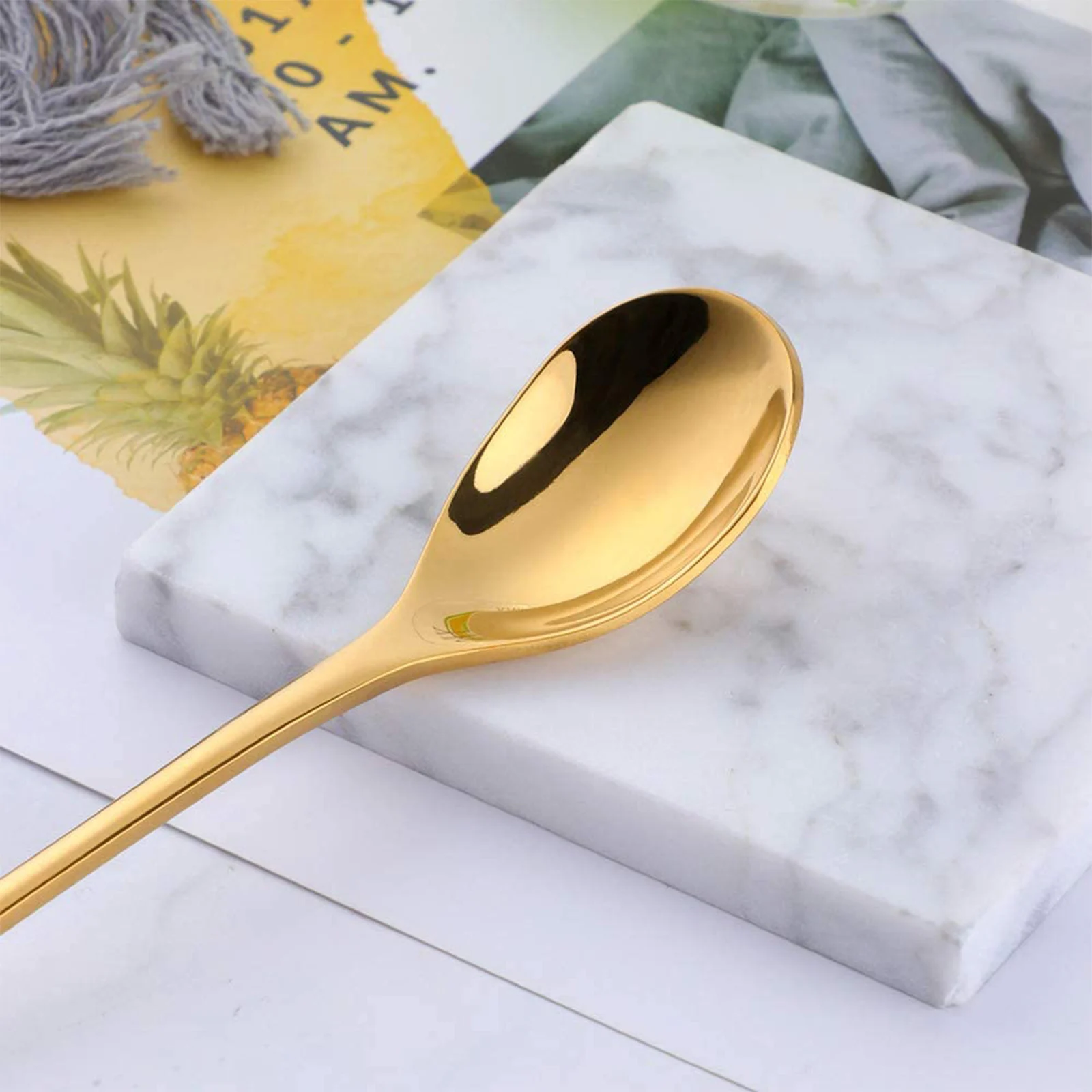 

8pcs Stirring Spoon Set Coffee Spoon Metal Dessert Spoon Long Handle Milk Stirring Spoon Household Beverage Spoon