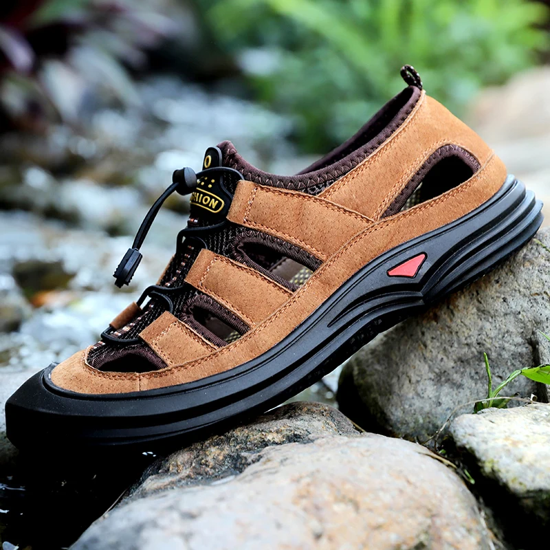 

Summer Leather Shoes Men Summer Men Slippers Trainers Shoes For Men's Sneakers Sandals Male Beach Footwear