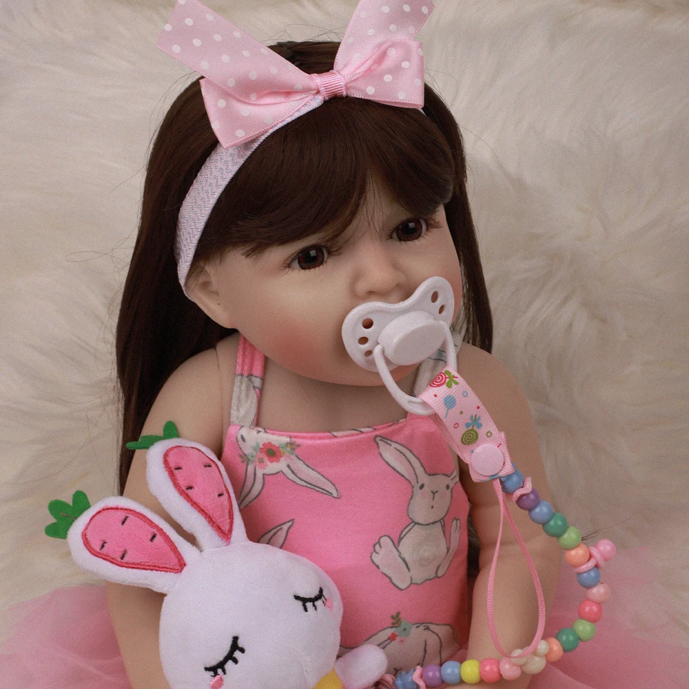 18 &quot47 см милый мягкий силиконовый Reborn Baby Dolls полный корпус волосы игрушка кукла