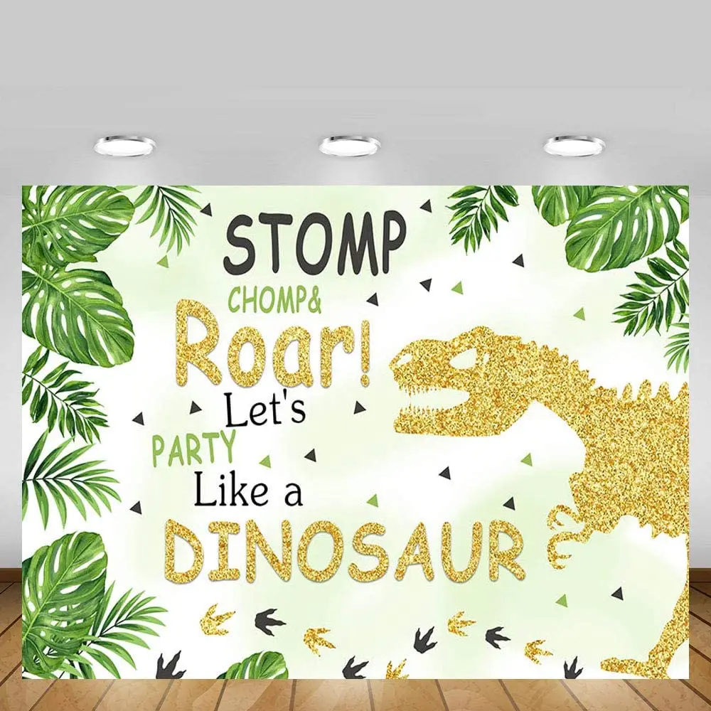 Динозавр Фотофон зеленый и золотой сафари джунгли дикий один T-Rex декорация