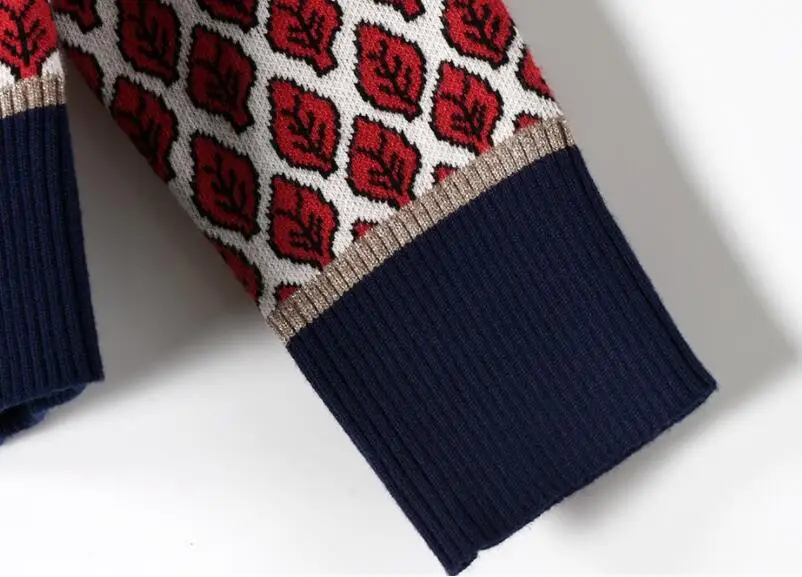 Женский кардиган с длинными рукавами Осенний вязаный листьями и деревьями