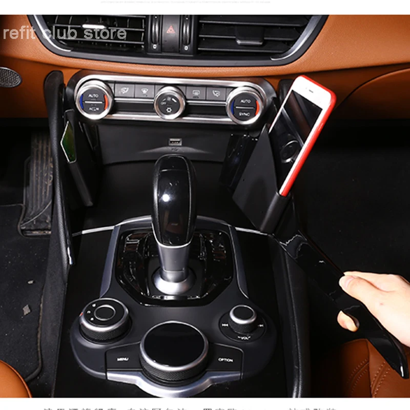center console side storage box car stickers for 2015 2019 alfa romeo giulia card case phone holder interior accessories free global shipping