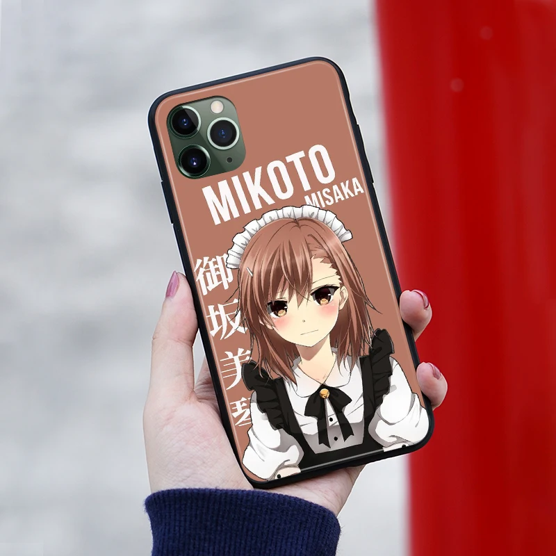 mikoto misaka anime phone case cover shell for iphone se 6s 7 8 plus x xr xs 11 pro max samsung s note 8 9 10 20 plus ultra free global shipping