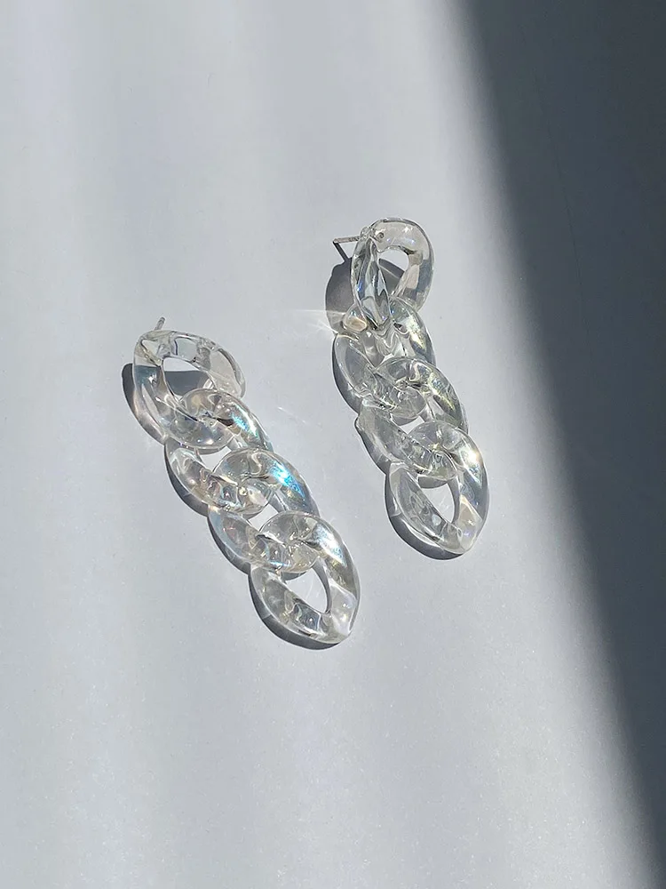 

Korean Colorful Long Chain Earrings Transparent Chain Earring Acrylic Chian Earrings for Women 2020 Statement Reflective