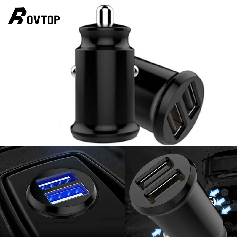 Rovtop мини USB Автомобильное зарядное устройство 3.1A автомобильное зарядное устройство двойное автомобильное usb-устройство для зарядки телефона для мобильного телефона gps адаптер в автомобиль для Iphone Xiaomi