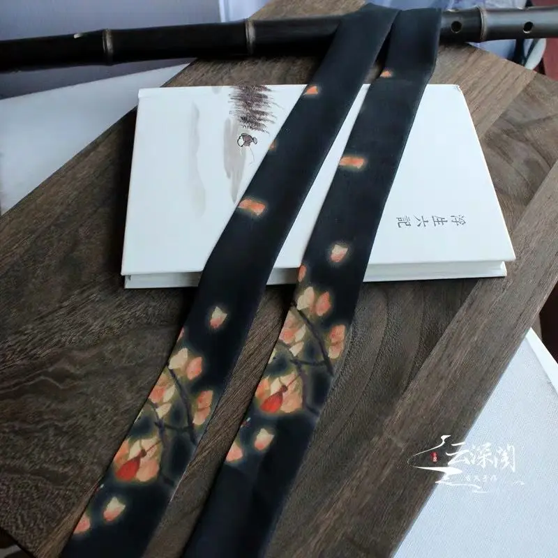 1 high quality Chiffon Antique hanfu cos hair band costume studio cranes printing hair rope hair restoring ancient ways - Цвет: 1