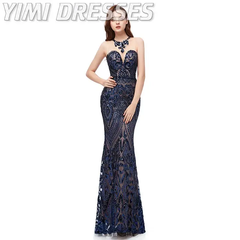 Роскошные фиолетовые кружевные вечерние платья с блестками Королевского синего