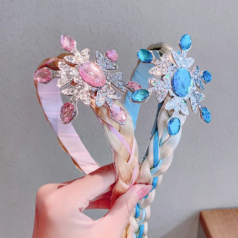 

Frozen Princess Wig Braids Kid's Crown Princess Headbands Queen Aisha Headdress Aisha Girls Headband Hair Accessories