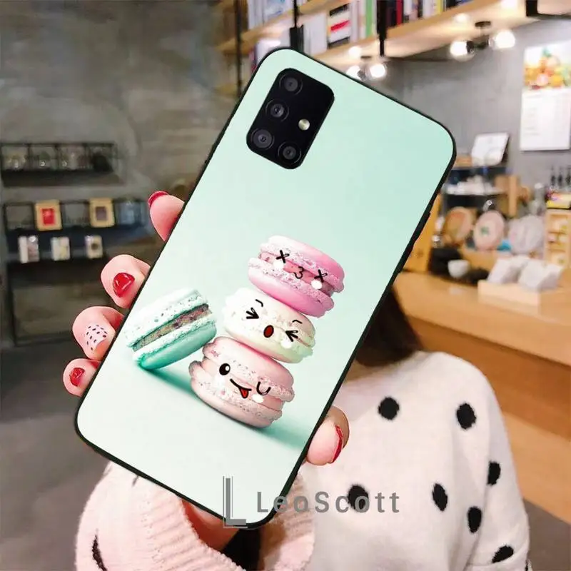 

Dessert ice cream Macaron Food Phone Case For Samsung A32 A51 A52 A71 A50 A12 A21S S10 S20 S21 Plus Fe Ultra