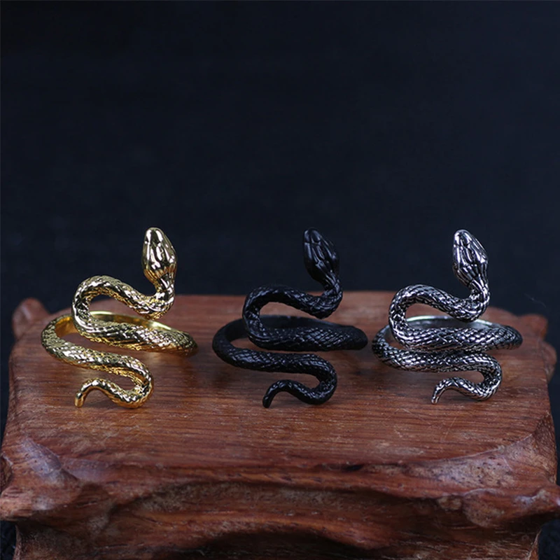 

Vintage Rock Ring For Women Snake Dragon Animals Fashion Men Women Jewelry Vintage Ancient Black Punk Hip Hop Adjustable Rings
