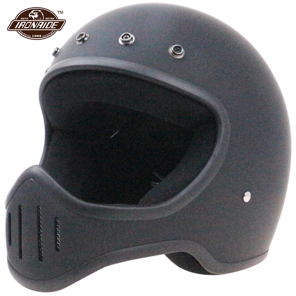 

New Motorcycle Helmet Black Capacete De Moto Fiberglass Motocross Off Road Casco Moto Vintage Retro Moto Capacete DOT ECE