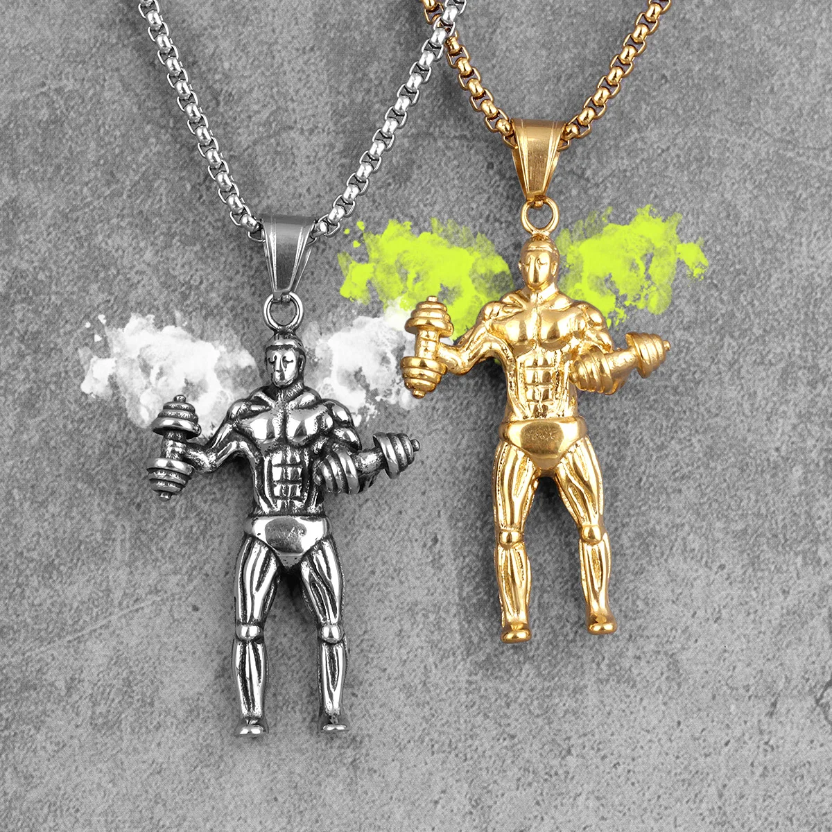 

Dumbbell Fitness Bodybuilding Men Necklaces Pendants Chain for Boyfriend Male Stainless Steel Jewelry Creativity Gift Wholesale