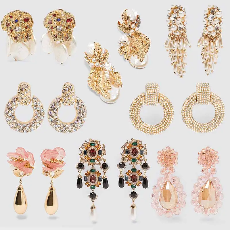 JJFOUCS трендовые серьги капли с кристаллами женские 2019 цветные яркие золотые