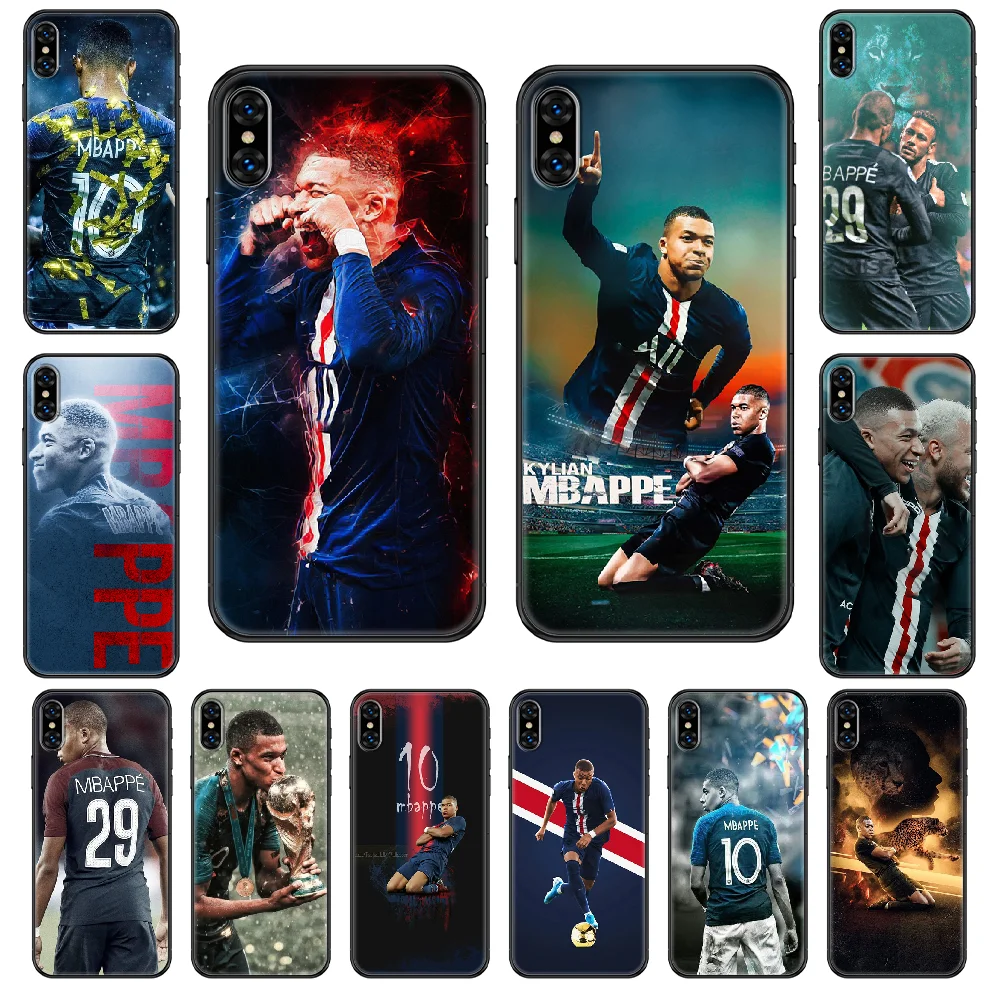Футбольный Kylian mbappe чехол для телефона iphone 4 4s 5 5S SE 5C 6 6S 7 8 plus X XS XR 11 PRO MAX 2020 черный