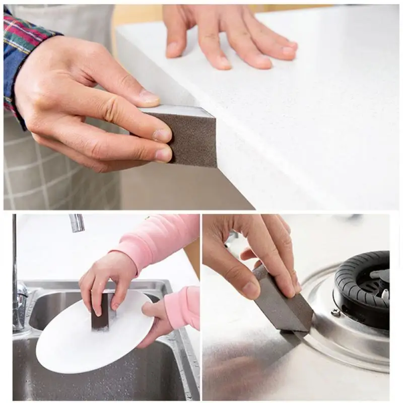 

Dark Brown Sponge Eraser Rust Remover Brush Dish Pot Cleaning Brush Sponge Emery Descaling Clean Rub Pot Kitchen Tools Gadgets
