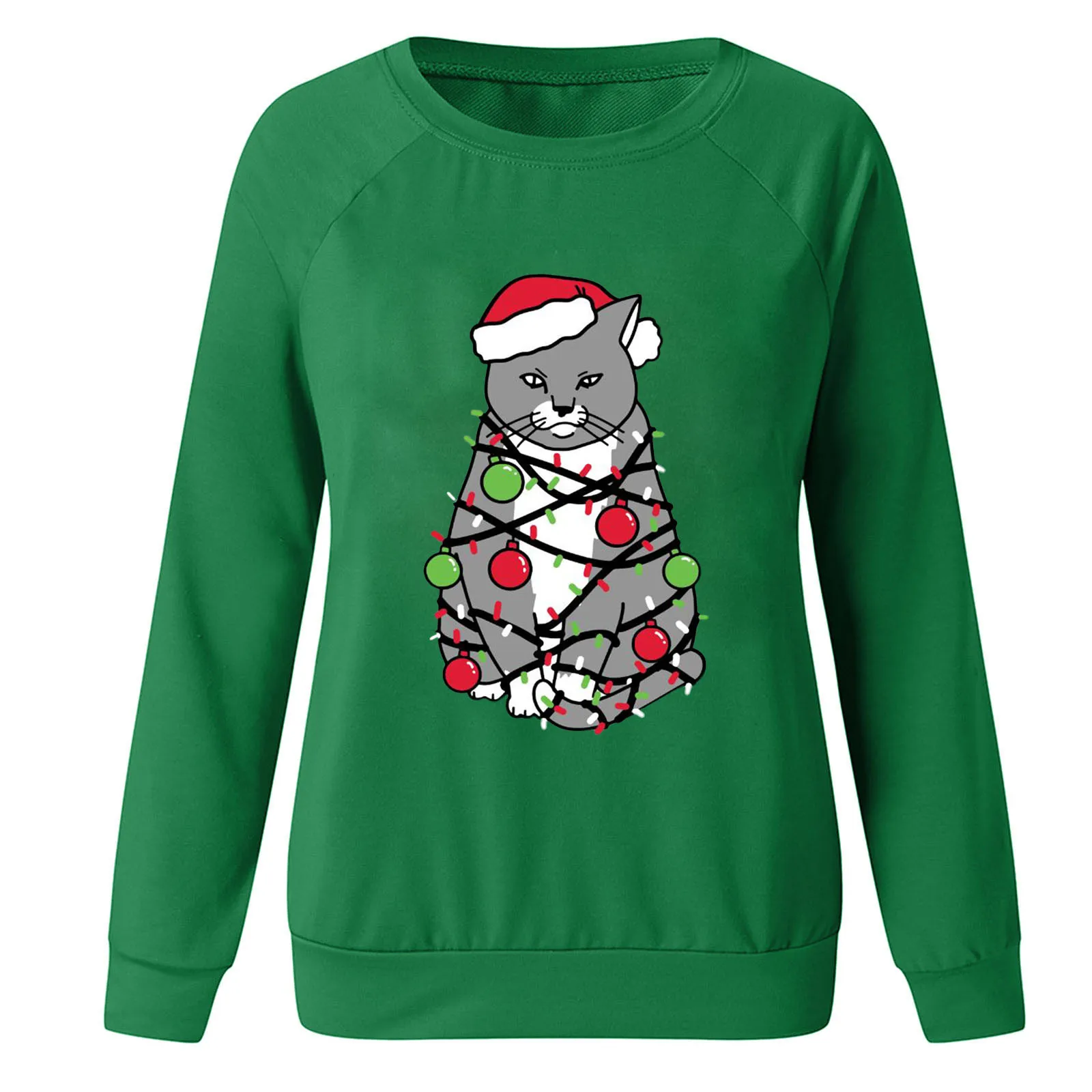 

Women's Sweatshirt Hoodies 2020 Fashion Christmas Print O Neck Long Sleeve Loose Casual Female Blouse Sweatshirt 2020 Streetwear